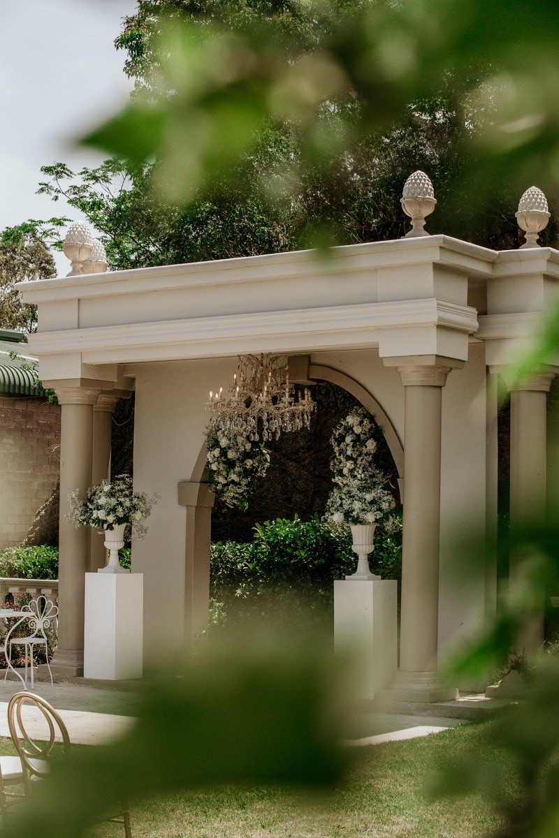 Garden and chapel ceremony setup
